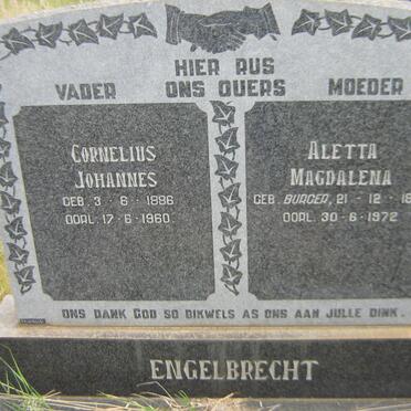 ENGELBRECHT Cornelius Johannes 1886-1960 &amp; Aletta Magdalena BURGER 1890-1972
