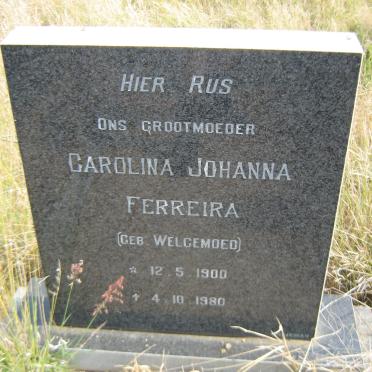 FERREIRA Carolina Johanna nee WELGEMOED 1900-1980