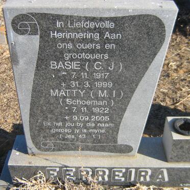 FERREIRA C.J. 1917-1999 &amp; M.I. SCHOEMAN 1922-2005