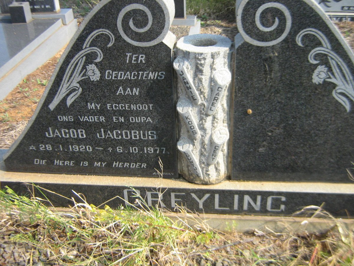 GREYLING Jacob Jacobus 1920-1977