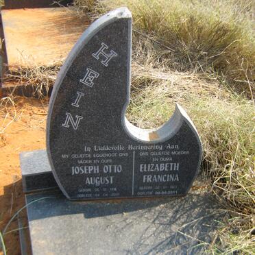 HEIN Joseph Otto August 1918-2001 &amp; Elizabeth Francina 1923-2011