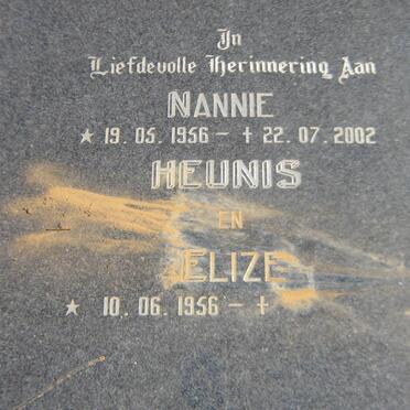 HEUNIS Nannie 1956-2002 &amp; Elize 1956-