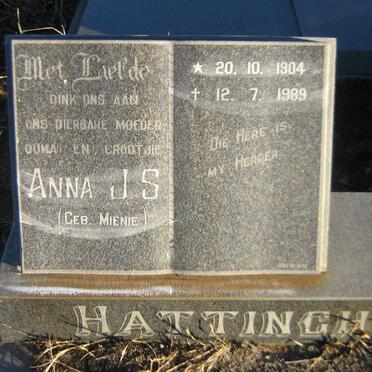 HATTINGH Anna J.S. nee MIENIE 1904-1989