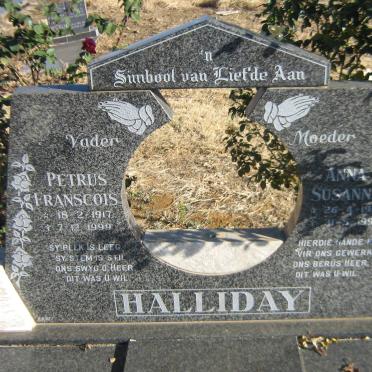 HALLIDAY Petrus Franscois 1917-1999 &amp; Anna Susanna 1928-1998