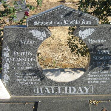 HALLIDAY Petrus Franscois 1917-1999 &amp; Anna Susanna 1928-1998