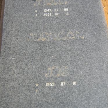 JORDAAN Jorrie 1947-2002 &amp; Joe 1953-