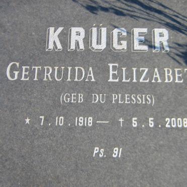 KRUGER Gertruida Elizabeth nee DU PLESSIS 1918-2008