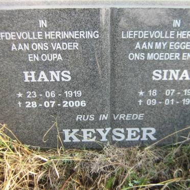 KEYSER Hans 1919-2006 &amp; Sina 1918-1999