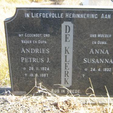 KLERK Andries Petrus J., de 1924-1987 en Anna Susanna 1932-