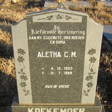 KOEKEMOER Aletha C.M. 1923-1989