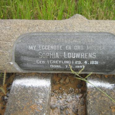 LOUWRENS Sophia nee GREYLING 1891-1957