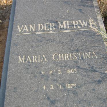 MERWE Maria Christina, van der 1903-1976