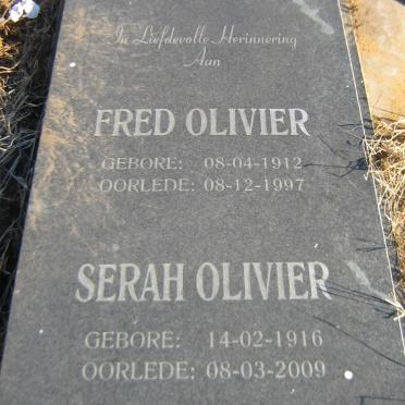 OLIVIER Fred 1912-1997 &amp; Serah 1916-2009