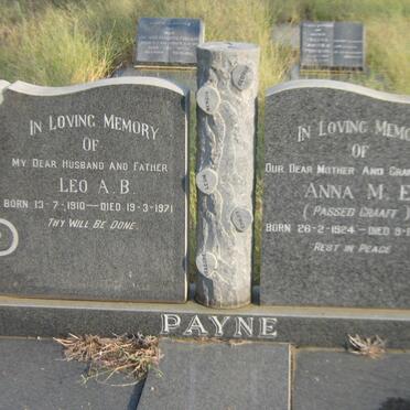 PAYNE Leo A.B. 1910-1971 &amp;  Anna M.E. GRAAFF 1924-1988