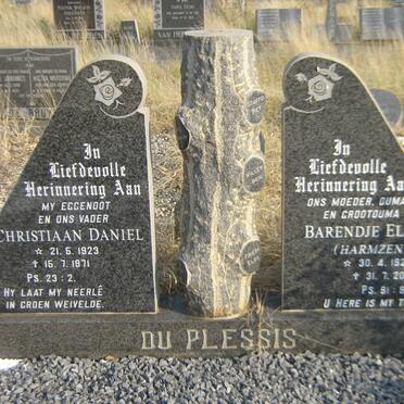 PLESSIS Christiaan Daniel, du 1923-1971 &amp; Barendje Elsie HARMZEN 1926-2016