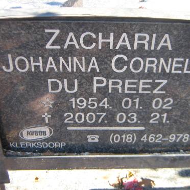 PREEZ Zacharia Johanna Cornelia, du 1954-2007