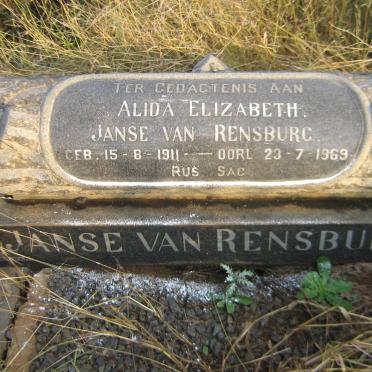 RENSBURG Alida Elizabeth, Janse van 1911-1969