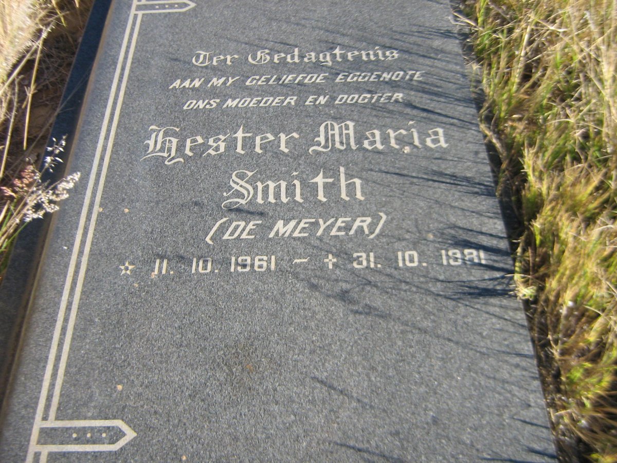 SMITH Hester Maria nee DE MEYER 1961-1981