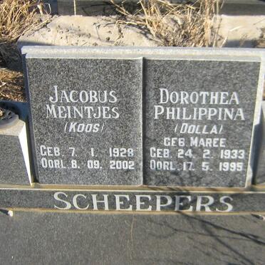 SCHEEPERS Jacobus Meintjes 1928-2002 &amp; Dorothea Philippina MAREE 1933-1995