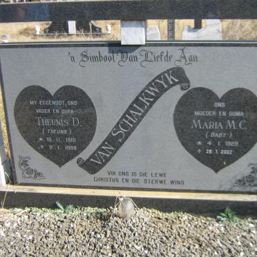 SCHALKWYK Theunis D., van 1910-1989 &amp; Maria M.C. 1928-2002