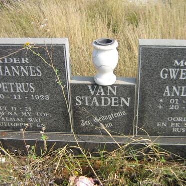 STADEN Johannes Petrus, van 1923- &amp; Gwendelyna Andenees 1935-1998