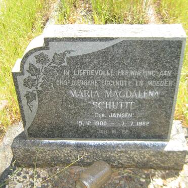 SCHUTTE Maria Magdalena nee JANSEN 1900-1962