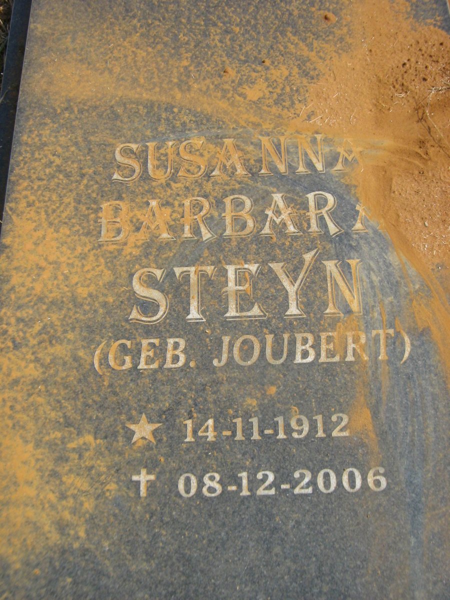 STEYN Susanna Barbara nee JOUBERT 1912-2006