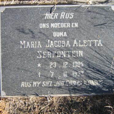 SERFONTEIN Maria Jacoba Aletta 1905-1993