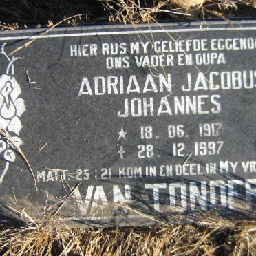 TONDER Adriaan Jacobus Johannes, van 1917-1997