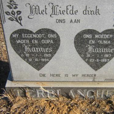 TERBLANCHE Hannes 1919-1994 &amp; Hannie 1917-1997