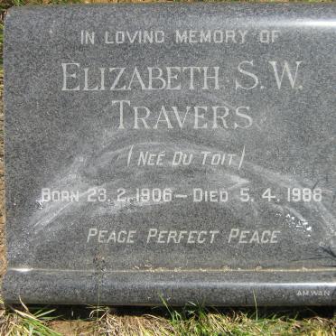 TRAVERS Elizabeth S.W. nee DU TOIT 1906-1988