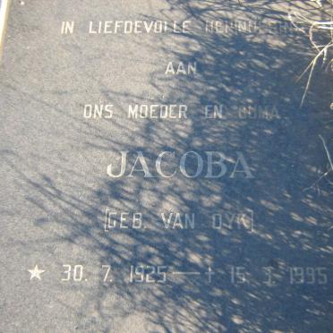 TALJAARD Gert Johannes 1925-1996 &amp; Jacoba VAN DYK 1925-1995