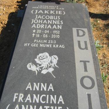TOIT Jacobus Johannes Adriaan, du 1952-2010 &amp; Anna Francina