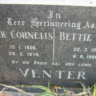 VENTER Dirk Cornelis 1906-1974 &amp; Bettie E.M. 1915-1996