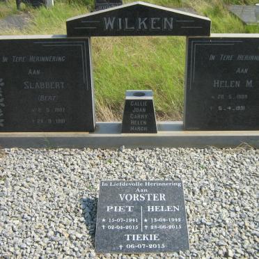 WILKEN Slabbert 1907-1981 &amp; Helen M. 1909-1991 :: VORSTER Piet 1941-2015 &amp; Helen 1942-2015 :: ? Tiekie -2015