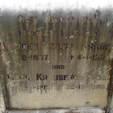 KRAUSE John William 1857-1929 &amp; Marie HAAS 1861-1926