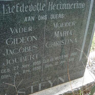STEYN Gideon Jacobus Joubert 1866-1958 &amp; Maria Christina DE WET 1866-1956