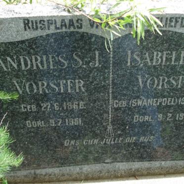 VORSTER Andries S.J. 1866-1951 &amp; Isabella M. SWANEPOEL 1869-1951