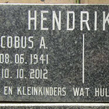 HENDRIKSE Jacobus A. 1941-2012 & Martha M. BOTHA 1942-2009