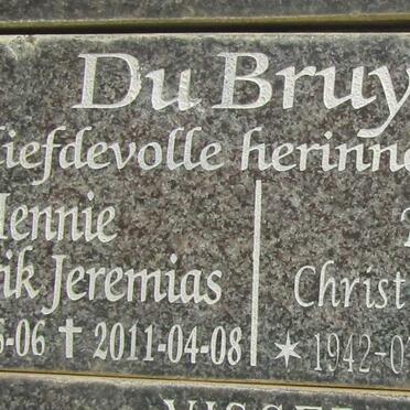 BRUYN Hendrik Jeremias, du 1940-2011 & Christina Elizabeth 1942-2013