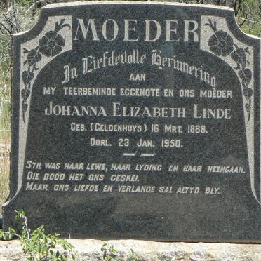 LINDE Johanna Elizabeth nee GELDENHUYS 1888-1950