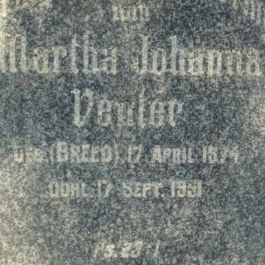 VENTER Martha Johanna nee BREED 1874-1951