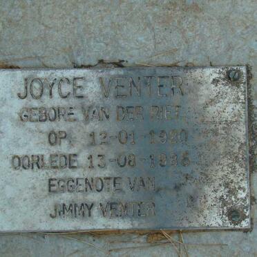 VENTER Joyce nee VAN DER RIET 1920-1986