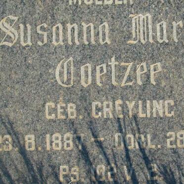 COETZEE Susanna Maria nee GREYLING 1887-1946