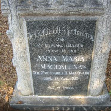 BRUYN Anna Maria Magdalena, de nee PRETORIUS 1881-1953