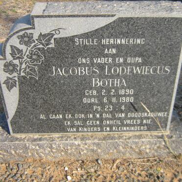 BOTHA Jacobus Lodewiecus 1890-1980
