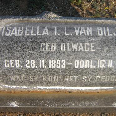 BILJON Stephanus S., van 1893-1959 &amp; Isabella T.L. OLWAGE 1893-1971