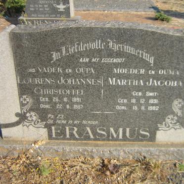 ERASMUS Lourens Johannes Christoffel 1891-1957 &amp; Martha Jacoba SMIT 1891-1982