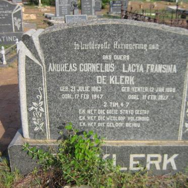 KLERK Andreas Cornelius, de 1863-1947 &amp; Lacya Fransina VENTER 1869-1927