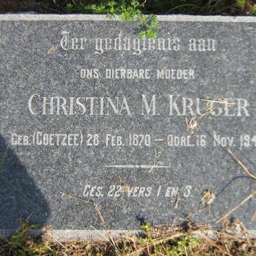 KRUGER Christina M. nee COETZEE 1870-1948